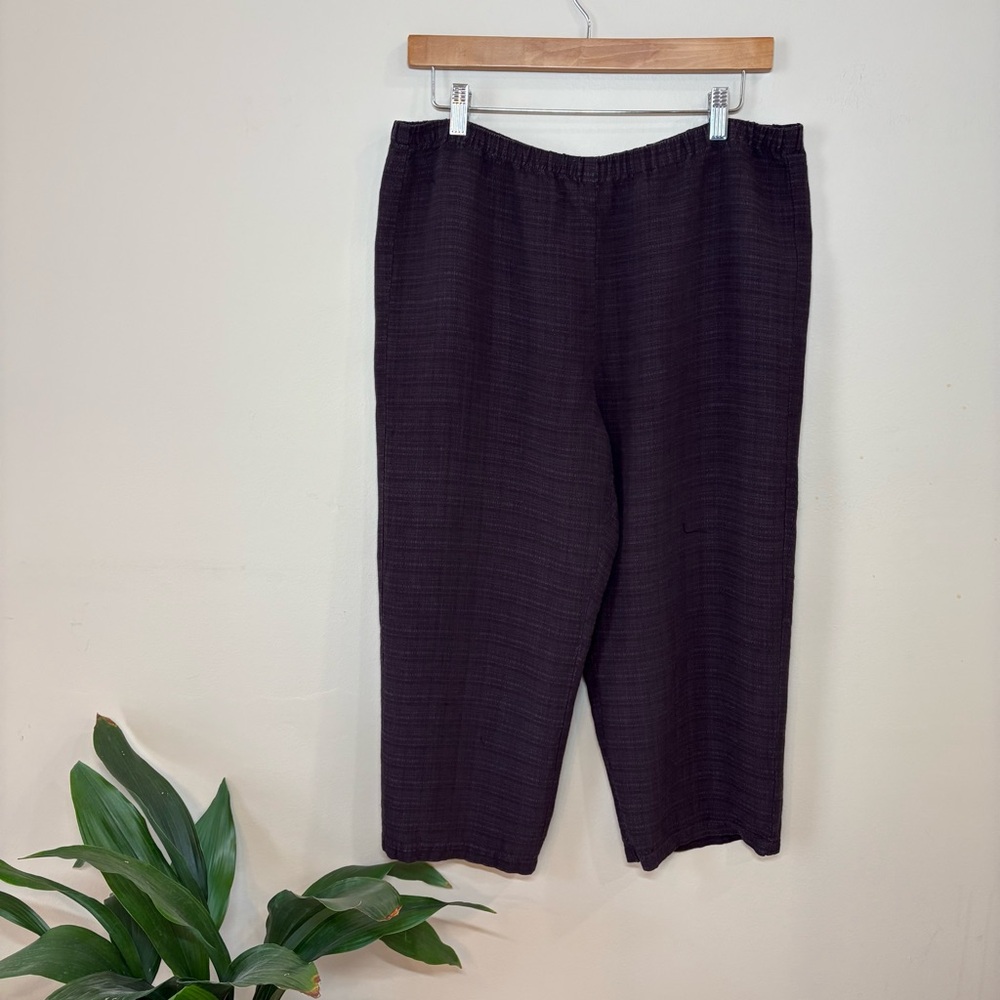 Eileen Fisher Petites Brown Viscose/Linen Pants, PS